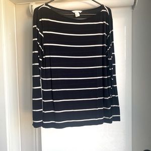 Navy blue and white striped long sleeve shirt H&M